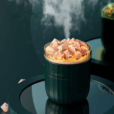 Portable Crystal Himalayan Salt Lamp Ultrasonic Air Humidifier With Soothing Atmosphere Lamp